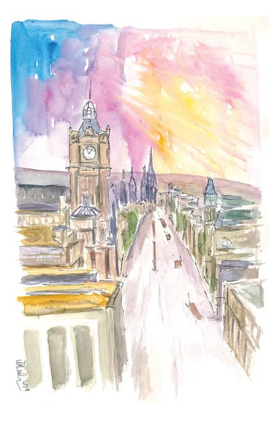 Edinburgh Princess Street At Sunset by Markus & Martina Bleichner framed wall art