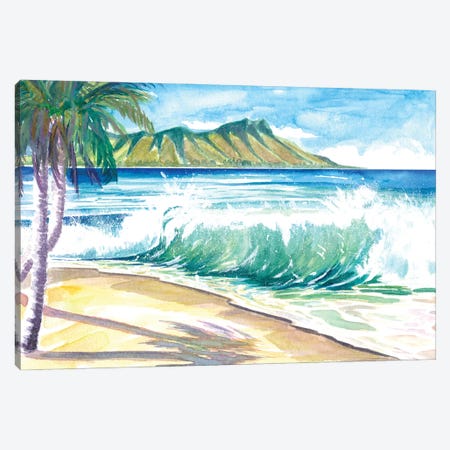 Waikiki Waves With Ocean Spray In Honolulu Hawaii Canvas Print #MMB517} by Markus & Martina Bleichner Canvas Art