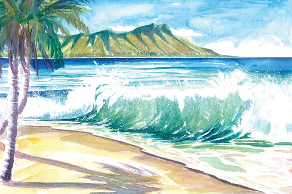 Markus & Martina Bleichner: Waikiki Waves With Ocean Spray In Honolulu Hawaii by Markus & Martina Bleichner