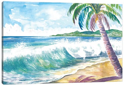 Grand Anse Beach Swell Grenada Caribbean Island Canvas Art Print - Tropical Beach Art