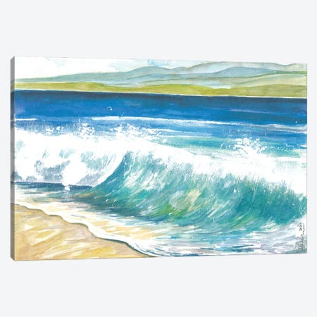 Beach Breaking Waves With Spray In The Bay Canvas Print #MMB519} by Markus & Martina Bleichner Canvas Art Print