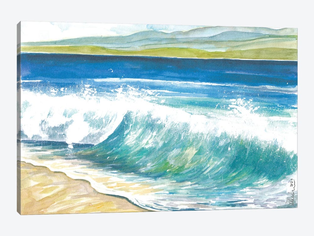 Beach Breaking Waves With Spray In The Bay by Markus & Martina Bleichner 1-piece Art Print