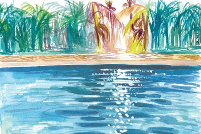 Shimmering Sun Reflections In Blue Cool Pool by Markus & Martina Bleichner framed canvas print