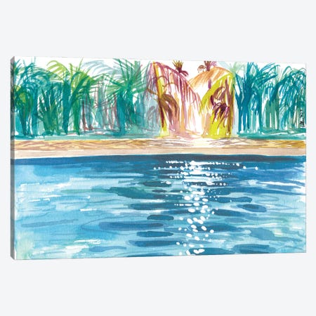 Shimmering Sun Reflections In Blue Cool Pool Canvas Print #MMB520} by Markus & Martina Bleichner Canvas Artwork
