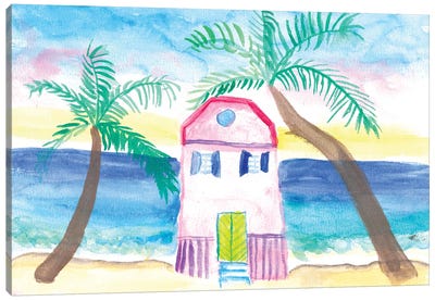 Emy's Tropical Beach House Canvas Art Print - Tropical Beach Art