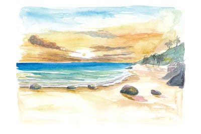 Romantic Secluded Mustique Caribbean Beach by Markus & Martina Bleichner framed canvas print