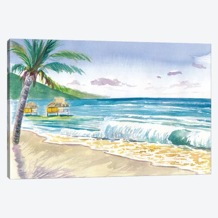 Tropical Beach Vibes In Bora Bora French Polynesia Canvas Print #MMB526} by Markus & Martina Bleichner Canvas Art Print