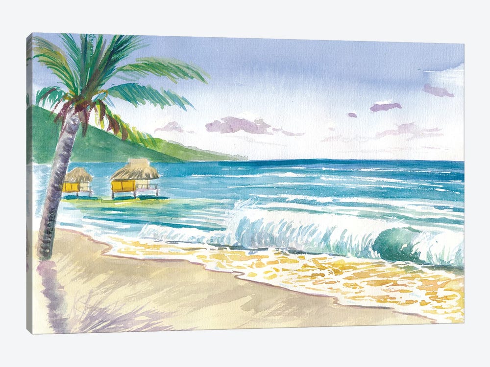 Tropical Beach Vibes In Bora Bora French Polynesia by Markus & Martina Bleichner 1-piece Canvas Art Print