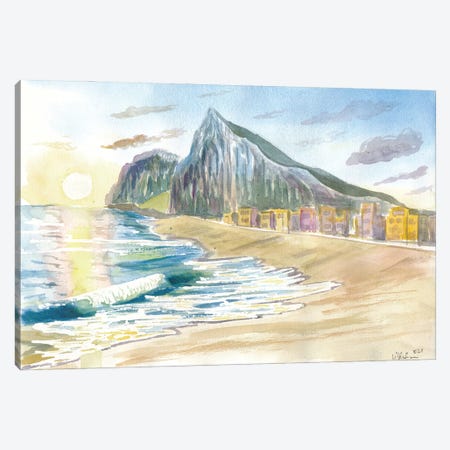 Gibraltar Beach With Rock And English Seascape Vibes Canvas Print #MMB527} by Markus & Martina Bleichner Art Print