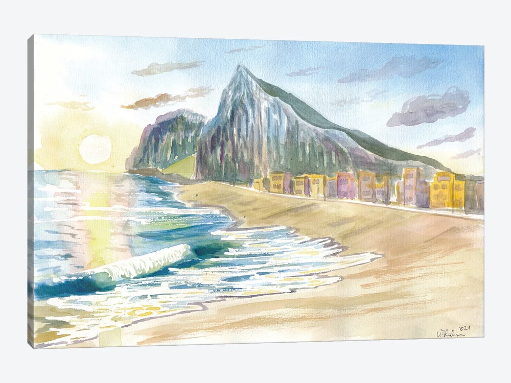 Gibraltar Beach With Rock And English Seascape Vibes by Markus & Martina Bleichner 1-piece Canvas Art