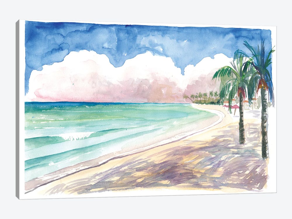 Sunny Caribbean Beach Days In Barbados Miami Beach by Markus & Martina Bleichner 1-piece Canvas Wall Art