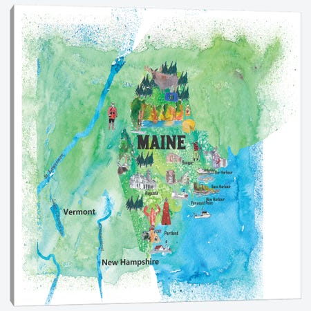 USA, Maine Travel Poster Canvas Print #MMB52} by Markus & Martina Bleichner Canvas Wall Art