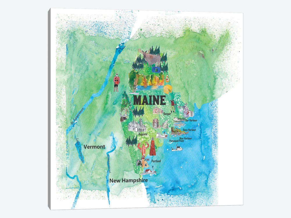 USA, Maine Travel Poster by Markus & Martina Bleichner 1-piece Canvas Artwork