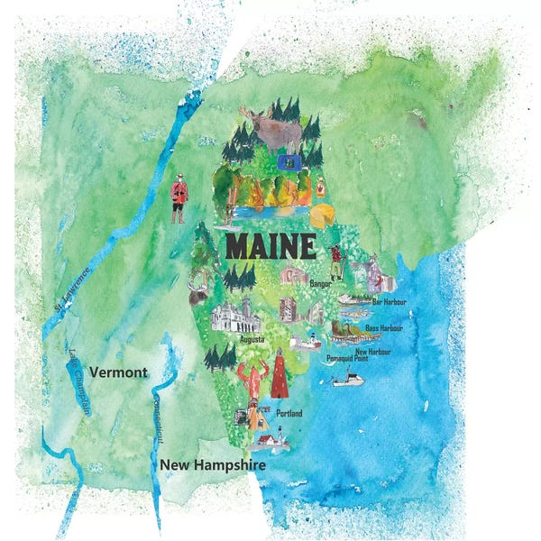 Maine: USA, Maine Travel Poster by Markus & Martina Bleichner