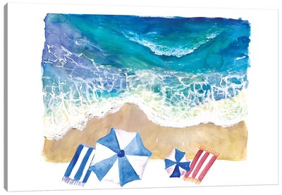 Ocean Spray Towels And Vacation Dreams Canvas Art Print - Tropical Beach Art