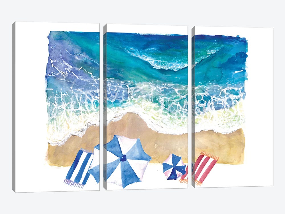 Ocean Spray Towels And Vacation Dreams by Markus & Martina Bleichner 3-piece Canvas Art