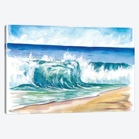 Flamands Beach Breaking Waves In St. Barth Canvas Print #MMB535} by Markus & Martina Bleichner Canvas Wall Art