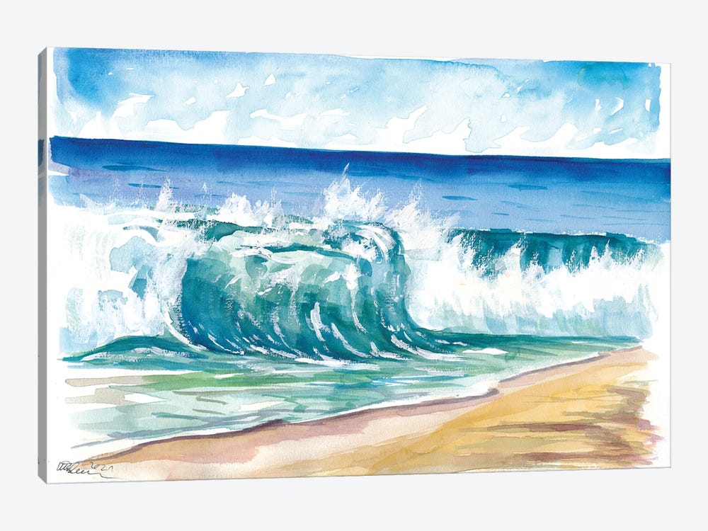 Flamands Beach Breaking Waves In St. Barth by Markus & Martina Bleichner 1-piece Canvas Art Print