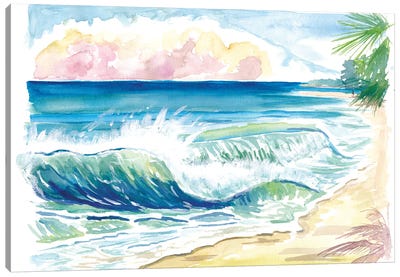 Grace Bay Beach Waves On Tropical Provo Island Turks And Caicos Canvas Art Print - Markus & Martina Bleichner