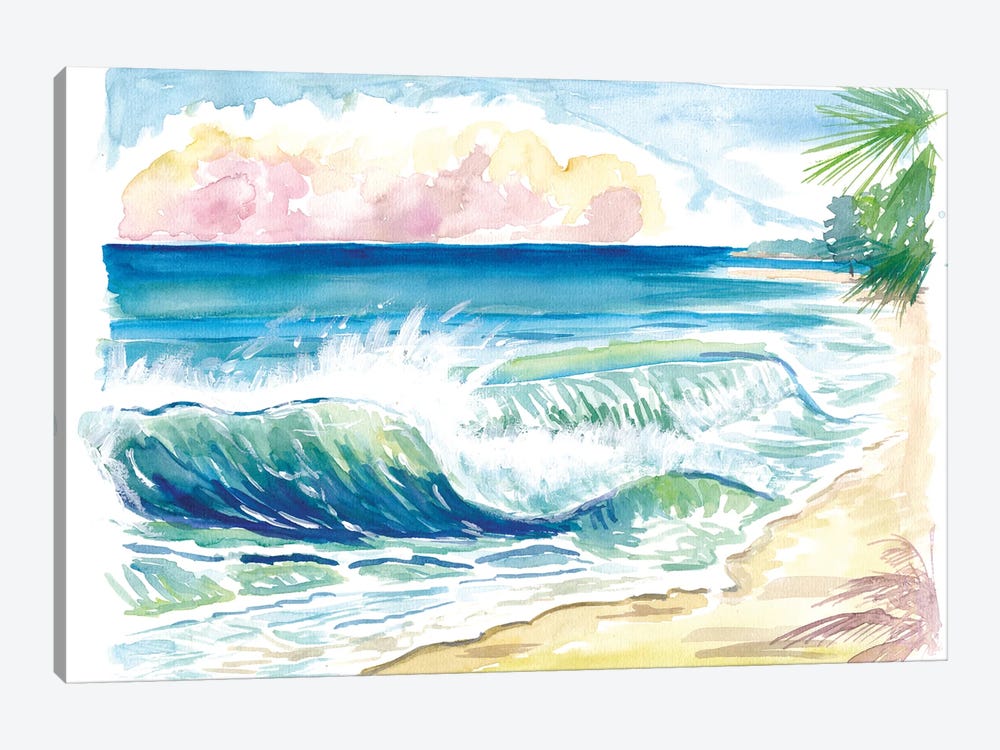 Grace Bay Beach Waves On Tropical Provo Island Turks And Caicos by Markus & Martina Bleichner 1-piece Canvas Artwork