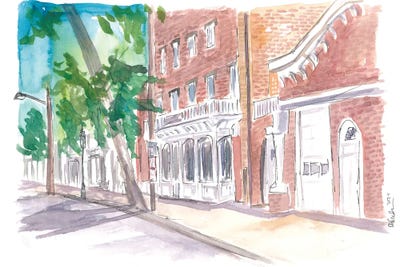 Sag Harbour Long Island Typical Main Street Scene by Markus & Martina Bleichner framed canvas print