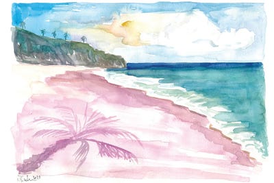 Pink Sands Beach Scene On Harbour Island Bahamas by Markus & Martina Bleichner metal wall art