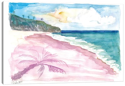 Pink Sands Beach Scene On Harbour Island Bahamas Canvas Art Print - Bahamas