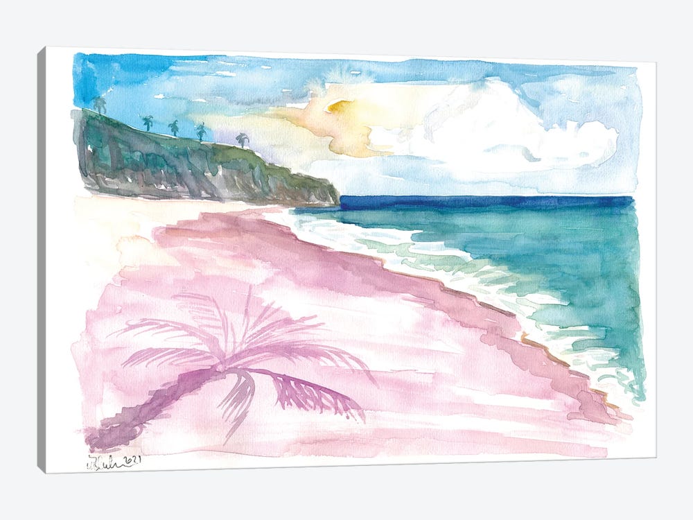 Pink Sands Beach Scene On Harbour Island Bahamas by Markus & Martina Bleichner 1-piece Canvas Art Print