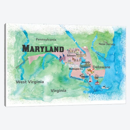USA, Maryland Travel Poster Canvas Print #MMB53} by Markus & Martina Bleichner Canvas Art