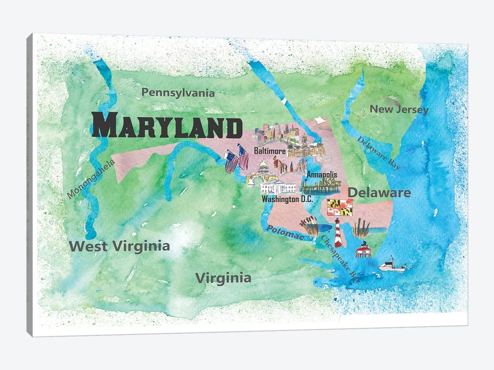 USA, Maryland Travel Poster by Markus & Martina Bleichner 1-piece Canvas Print