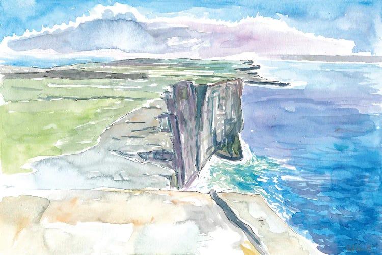 Inishmore Cliffs With Dun Aonghasa Fort Aran Islands Ireland