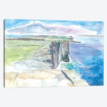 Inishmore Cliffs With Dun Aonghasa Fort Aran Islands Ireland Canvas Print #MMB544} by Markus & Martina Bleichner Art Print