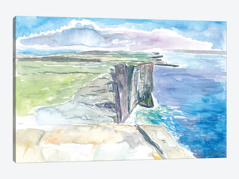 Inishmore Cliffs With Dun Aonghasa Fort Aran Islands Ireland by Markus & Martina Bleichner 1-piece Canvas Art Print