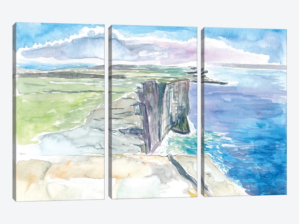 Inishmore Cliffs With Dun Aonghasa Fort Aran Islands Ireland by Markus & Martina Bleichner 3-piece Canvas Art Print