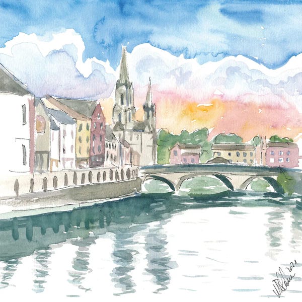 Markus & Martina Bleichner: Cork Cityview With River Lee And Bridge by Markus & Martina Bleichner