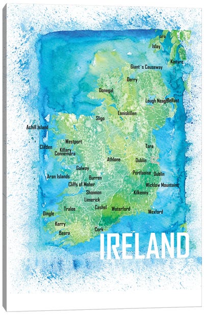 Ireland Map Canvas Art Print - Country Maps
