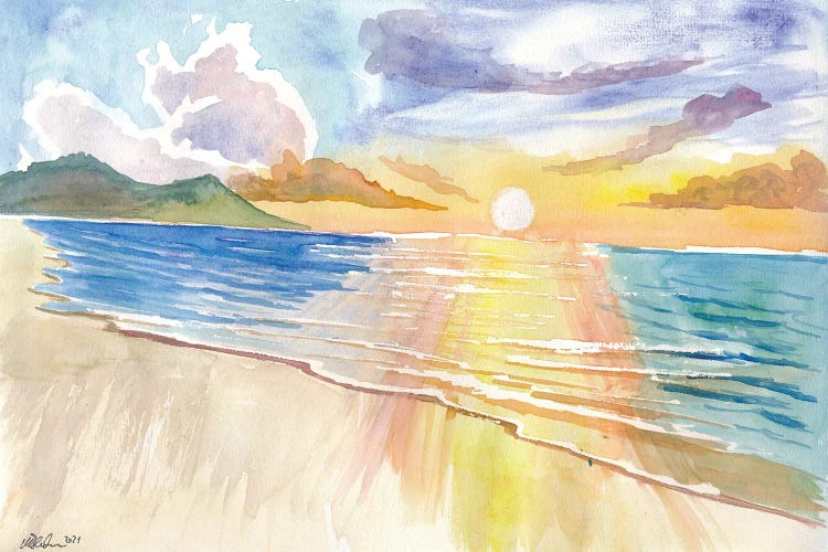 Maui Hawaii Lonely Beach Scene With Sunset by Markus & Martina Bleichner wall art