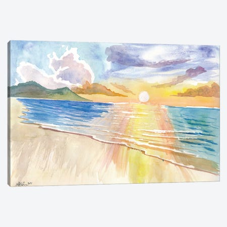 Maui Hawaii Lonely Beach Scene With Sunset Canvas Print #MMB554} by Markus & Martina Bleichner Canvas Artwork