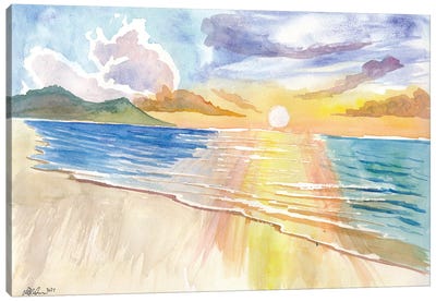 Maui Hawaii Lonely Beach Scene With Sunset Canvas Art Print - Maui Art