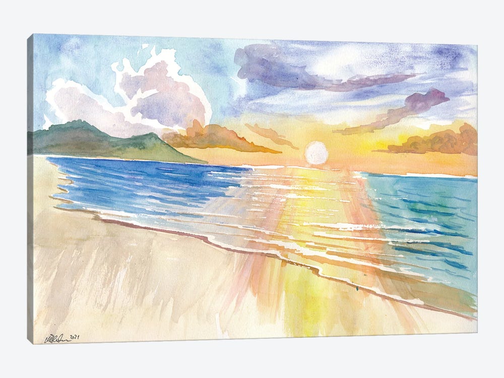 Maui Hawaii Lonely Beach Scene With Sunset by Markus & Martina Bleichner 1-piece Canvas Art