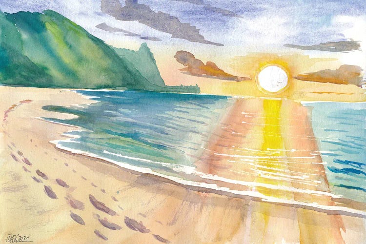 Sunset For Lovers In Tropical Bay by Markus & Martina Bleichner wall art