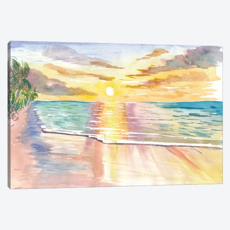 Tropical Sunset In Quiet Bay In Hawaii Canvas Print #MMB556} by Markus & Martina Bleichner Canvas Artwork