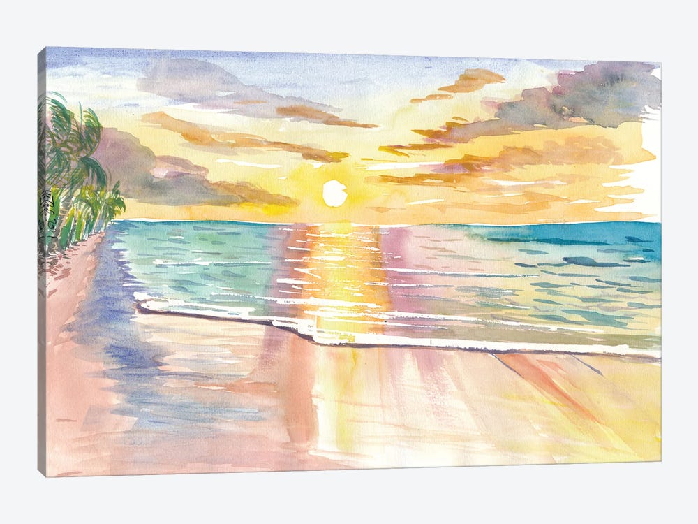 Tropical Sunset In Quiet Bay In Hawaii by Markus & Martina Bleichner 1-piece Canvas Art