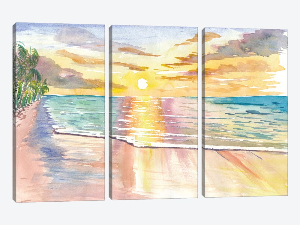 Tropical Sunset In Quiet Bay In Hawaii by Markus & Martina Bleichner 3-piece Canvas Artwork