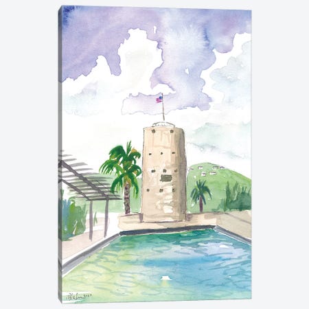 Charlotte Amalie St Thomas Scene With Blackbeard Tower Canvas Print #MMB557} by Markus & Martina Bleichner Canvas Artwork