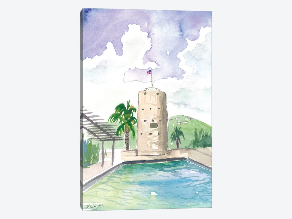 Charlotte Amalie St Thomas Scene With Blackbeard Tower by Markus & Martina Bleichner 1-piece Canvas Print