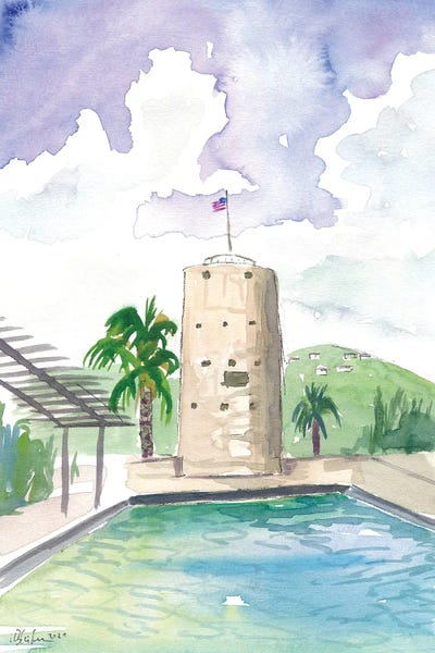 Markus & Martina Bleichner: Charlotte Amalie St Thomas Scene With Blackbeard Tower by Markus & Martina Bleichner