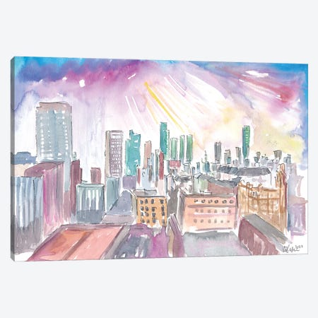 Manchester England Skyline With Sunset Canvas Print #MMB558} by Markus & Martina Bleichner Canvas Print
