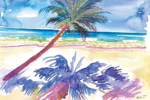 Caribbean: Palm Shadow Under Caribbean Sun With Beach And Sea by Markus & Martina Bleichner