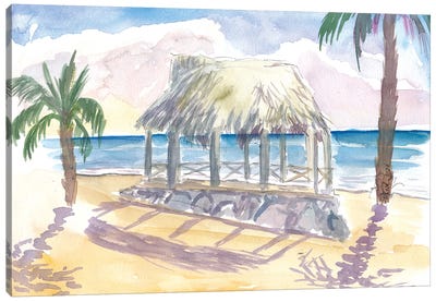 Tropical Tiki Beach Hut In Fiji Canvas Art Print - Tropical Beach Art